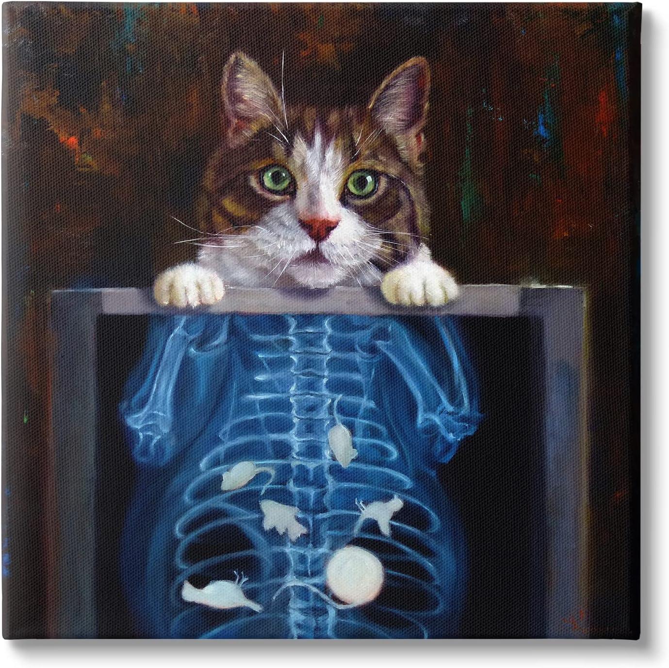 Stupell Industries Funny Cat X-Ray Mice Canvas Wall Art