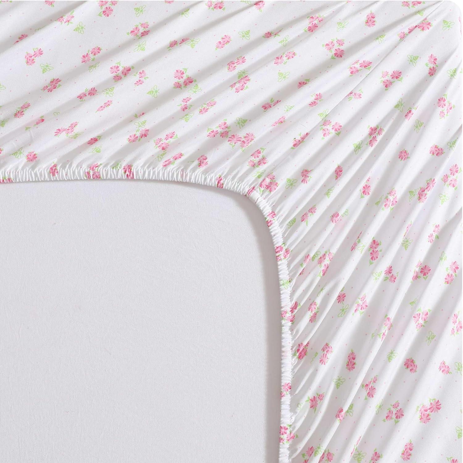 Pink Floral Microfiber Full Sheet Set for Girls
