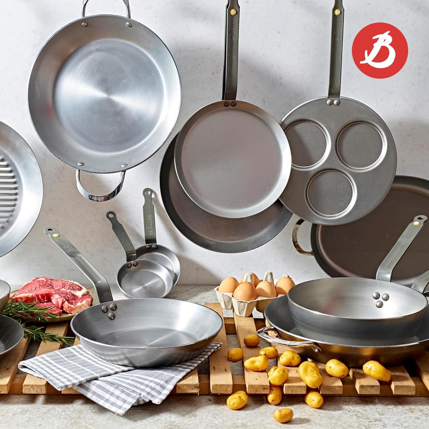 MINERAL B Carbon Steel Crepe & Tortilla Pan - 9.5” - Ideal for Making & Reheating Crepes, Tortillas & Pancakes - Naturally Nonstick - Made in France