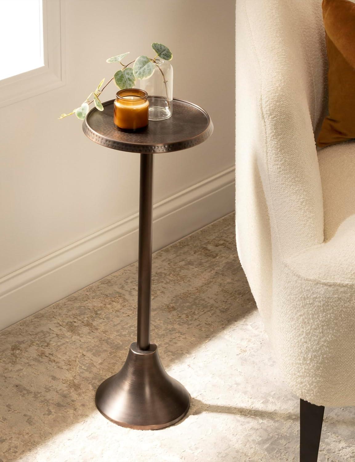 Kate and Laurel Sanzo Round Metal Drink Table, 9x9x23, Bronze