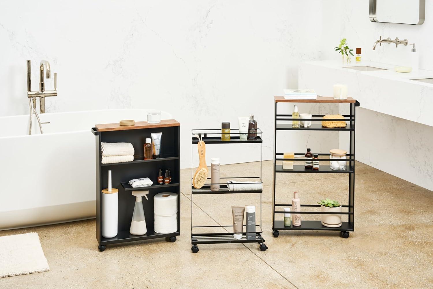 Yamazaki Slim Rolling Bathroom Cart with Handle
