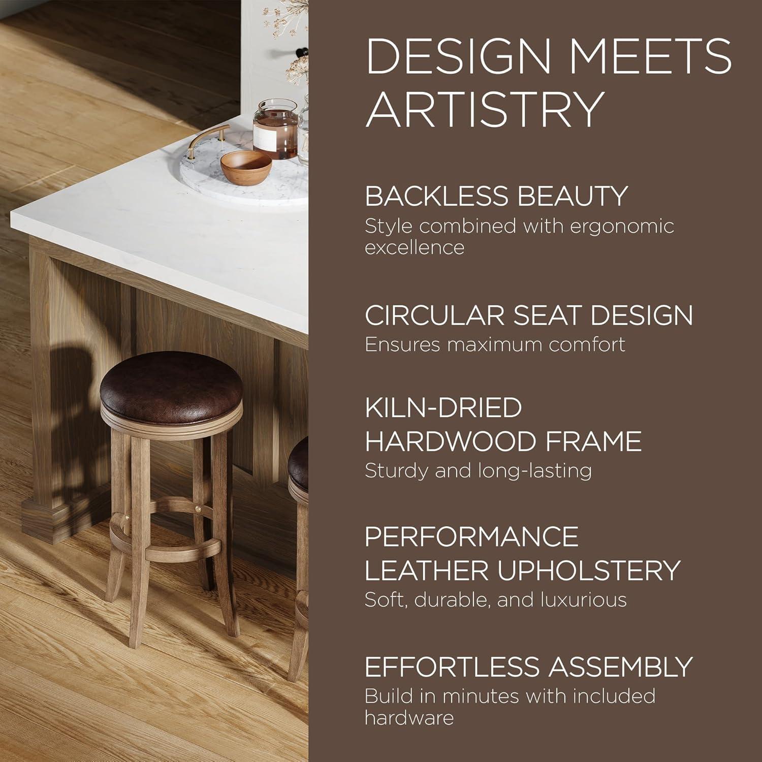Maven Lane Maven Lane Eva Stool with Vegan Leather Upholstery