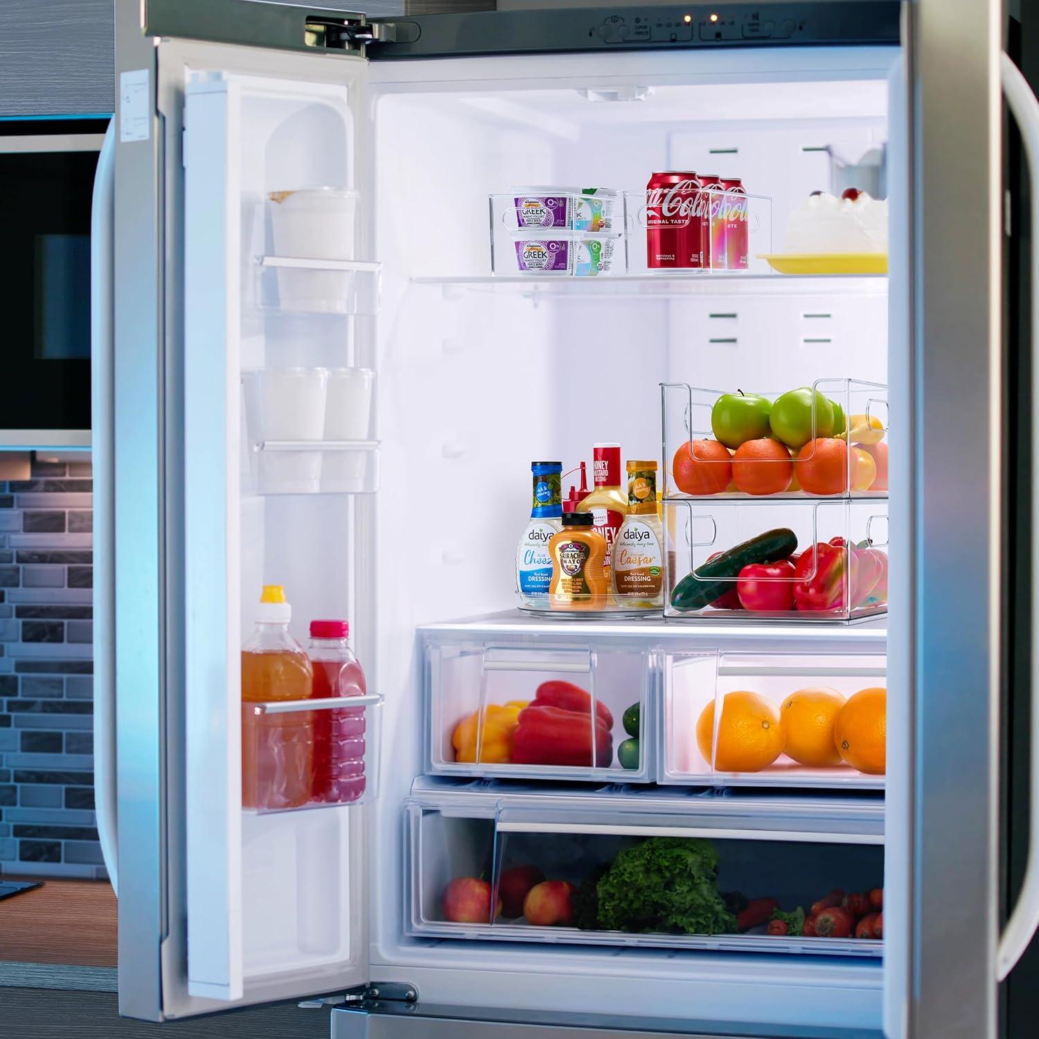 Sorbus Sorbus Pantry Organizers and Storage Set (Set of 4) 1 Large Stackable Storage Bin Open Front 2 Narrow Stackable Storage Bins 1 Lazy Susan Organizer for Fridge, Clear Pantry Storage Bins