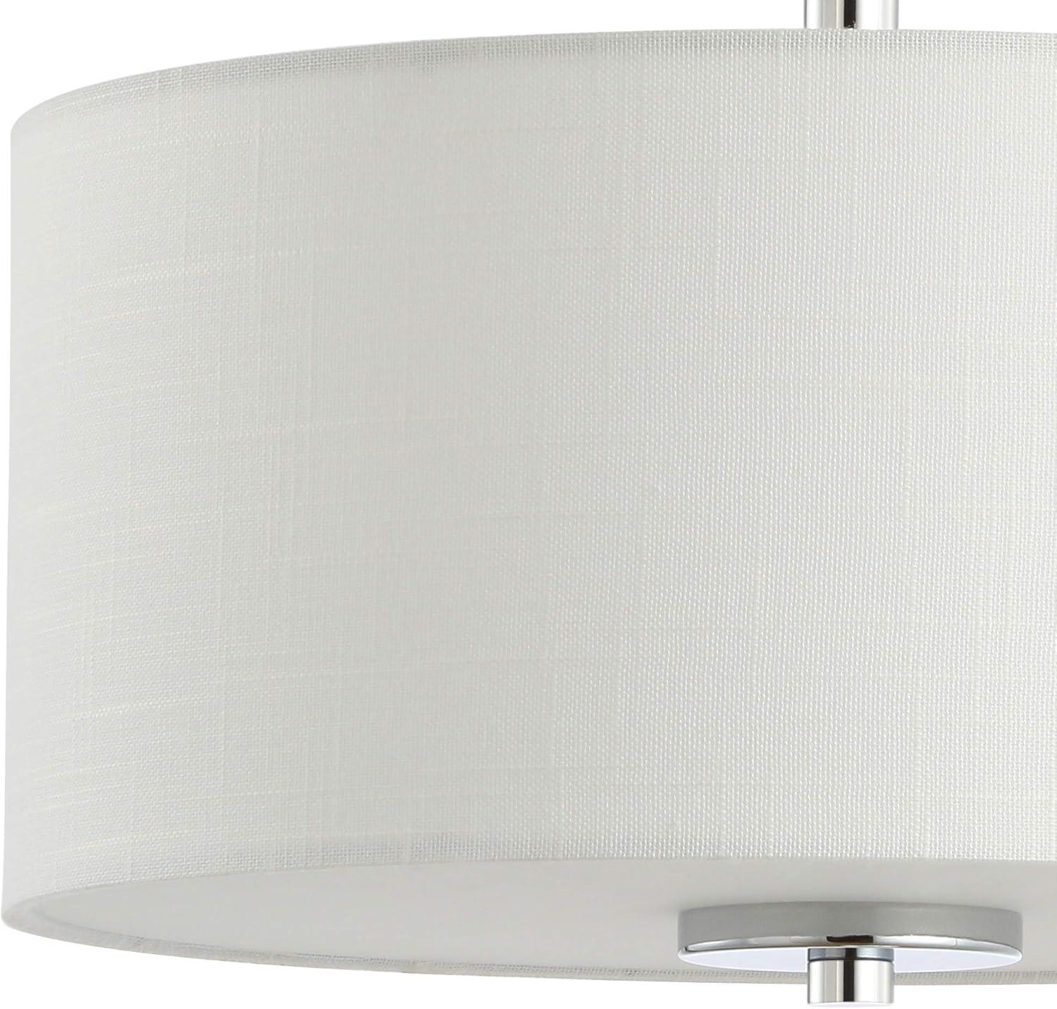 15" Marc Metal/Linen LED Semi-Flush Mount Chrome - JONATHAN Y: ETL Listed, 2-Light Fixture
