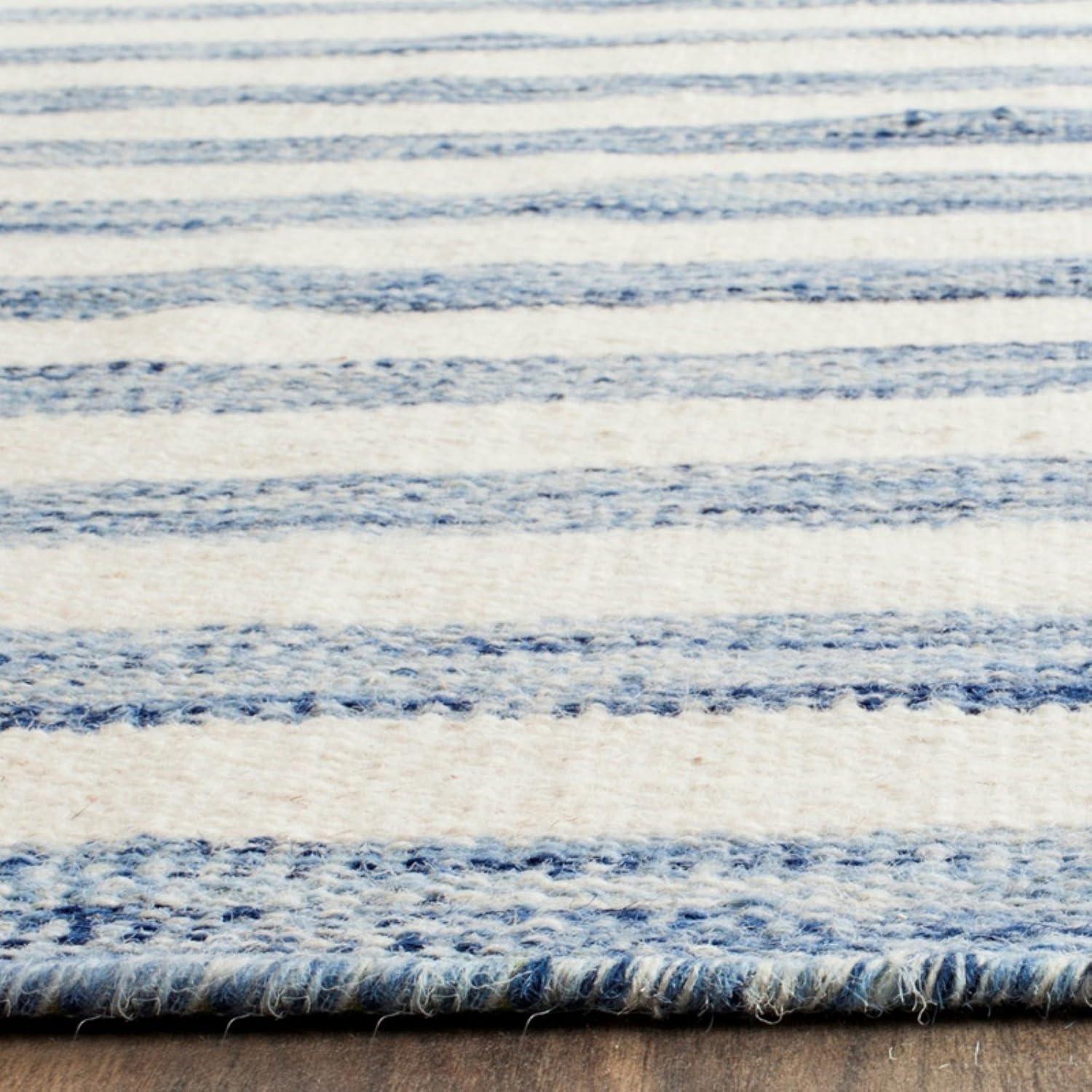 Dhurries DHU575 Hand Woven Runner Rug - Light Blue/Ivory - 2'6"x10' - Safavieh.