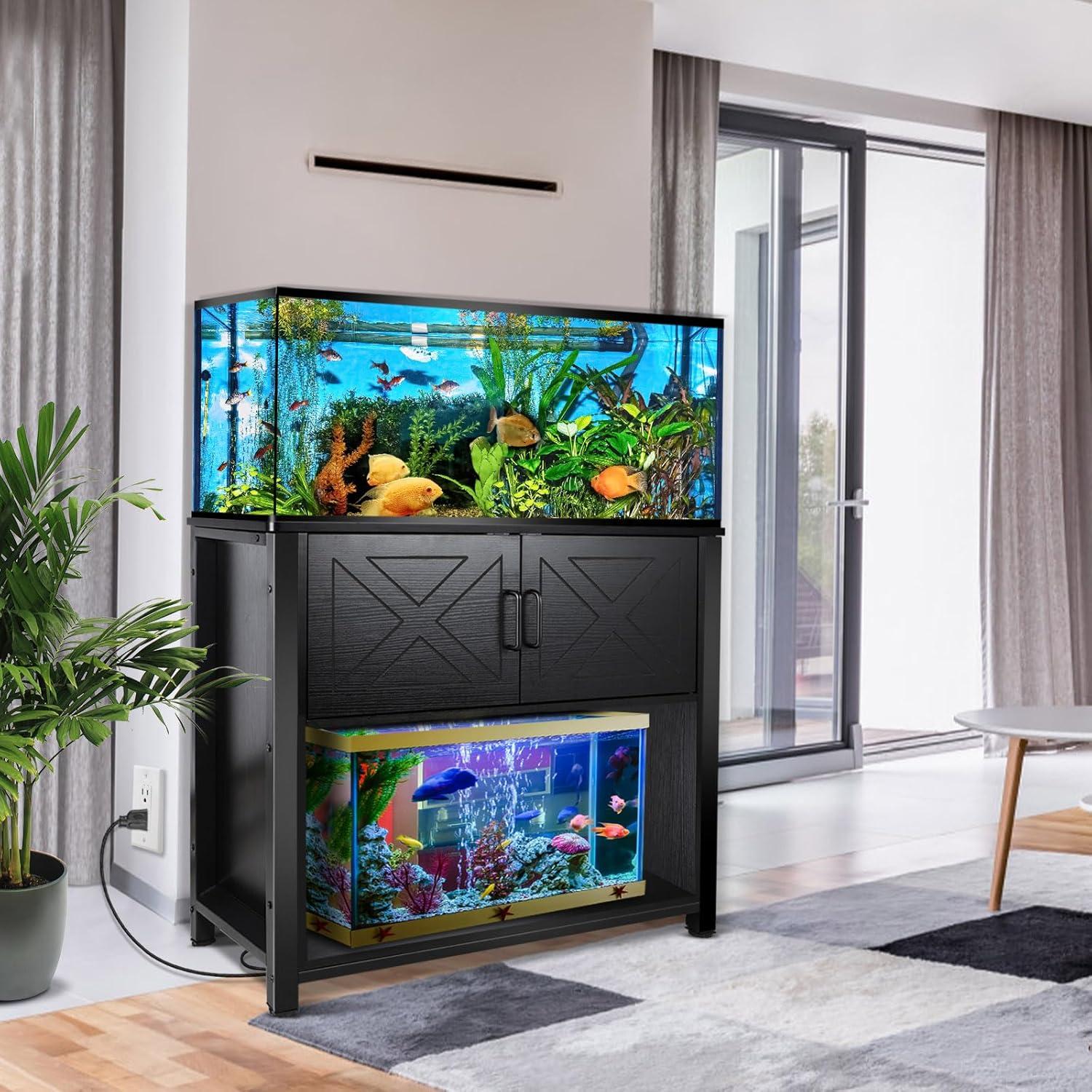 Tucker Murphy Pet™ Fish Tank Stand - 55-75 Gallon Wooden Aquarium Stand With Storage Cabinet For Fish Tank Accessories - 770 LBS Capacity, 51"X19.6"X35"H