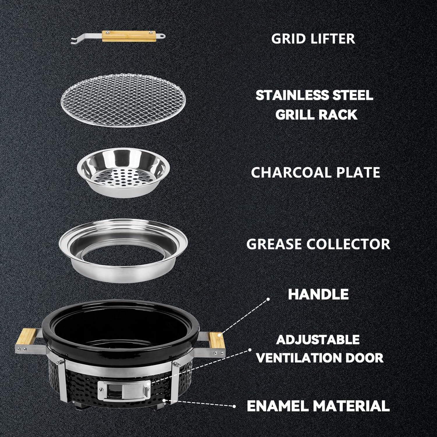 Square16''Charcoal BBQ Grill Hibachi Grill