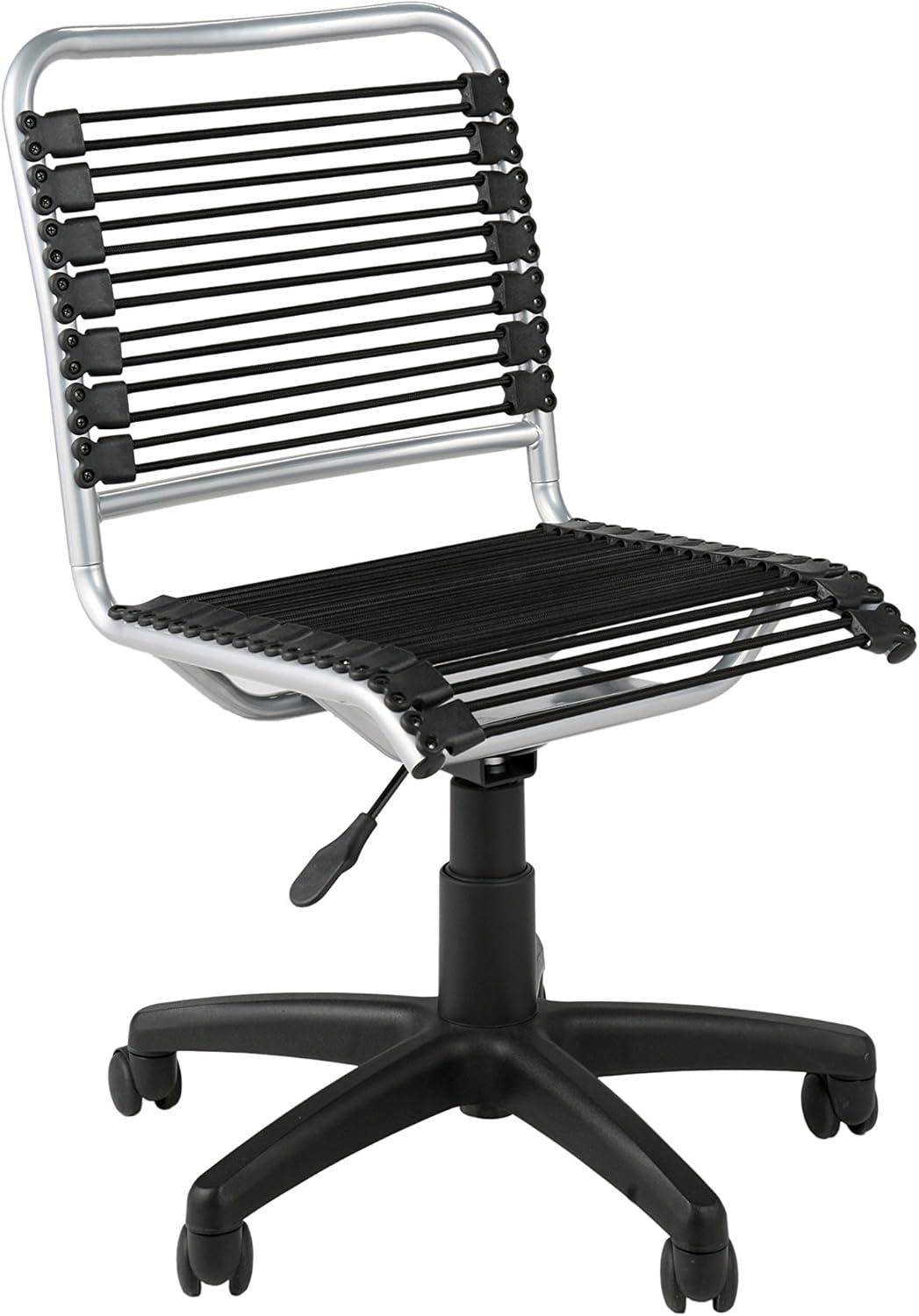 Black Aluminum Swivel Armless Bungee Office Chair