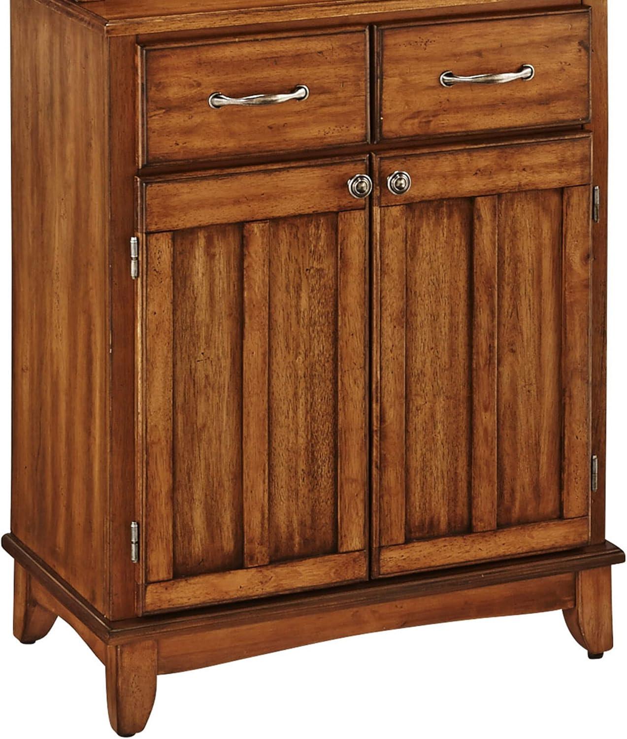 Small Buffet of Buffets Server with Hutch and Oak Top Oak - Homestyles: Traditional Storage, Glass Doors, Adjustable Shelves