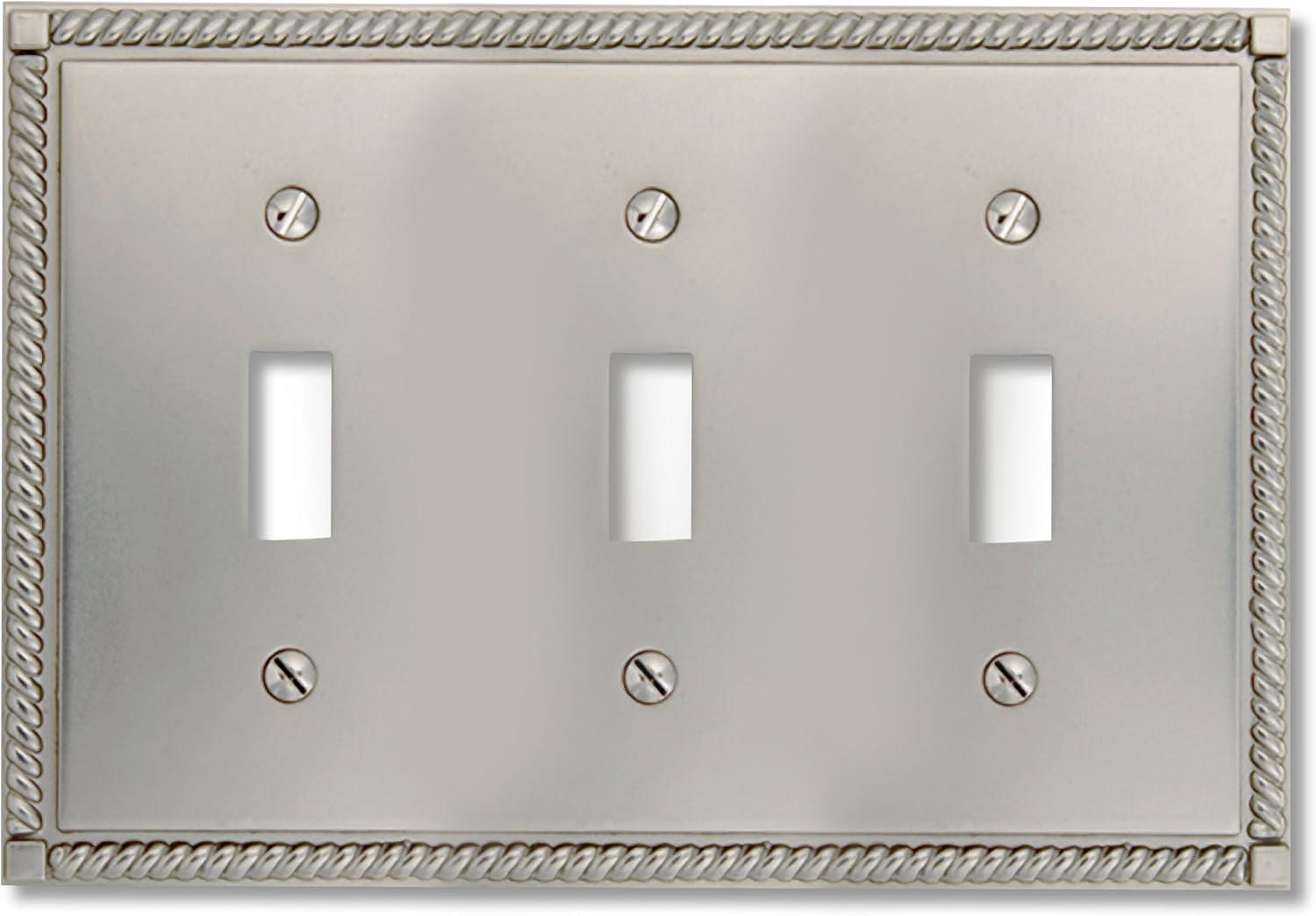 Georgian Satin Nickel Triple Toggle Cast Metal Wall Plate