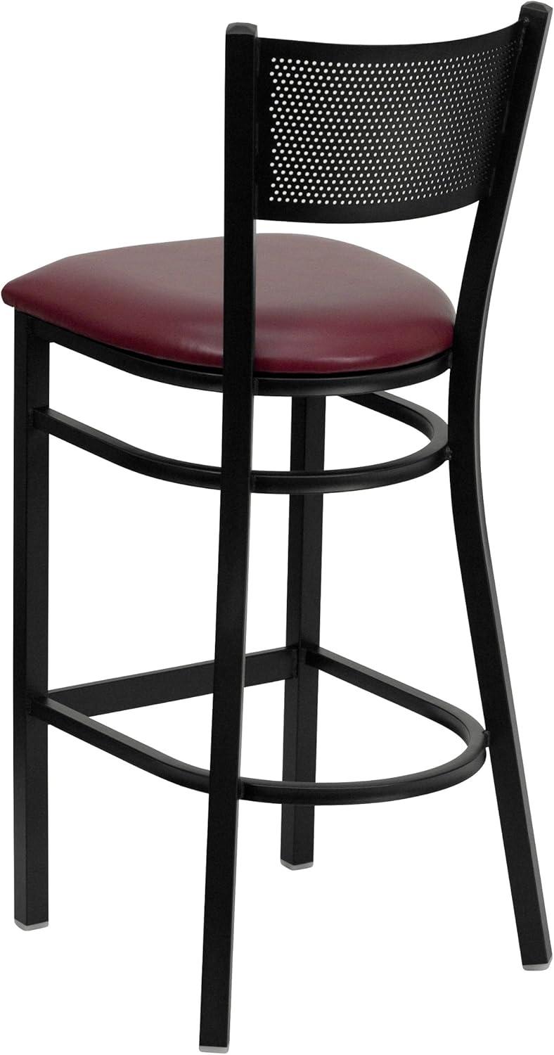 Flash Furniture Miranda Commercial Grade Grid Back Metal Restaurant Barstool with Vinyl Seat