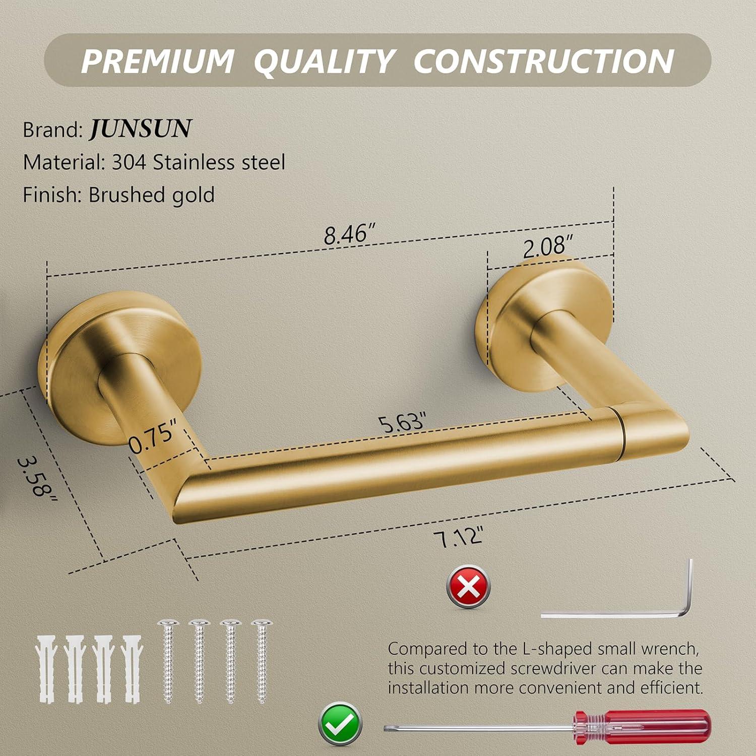 Fixsen Gold Toilet Paper Holder Bathroom Double Post Pivoting Tissue Roll Holder Stainless Steel and Zinc Alloy Wall Mount Detachable (Gold, 1)