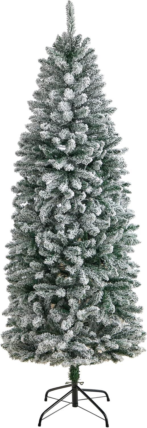 HomeStock 6Ft. Slim Modern Motifs Montreal Fir Artificial Christmas Tree With 250 Warm White Led Lights And 743 Bendable Branches