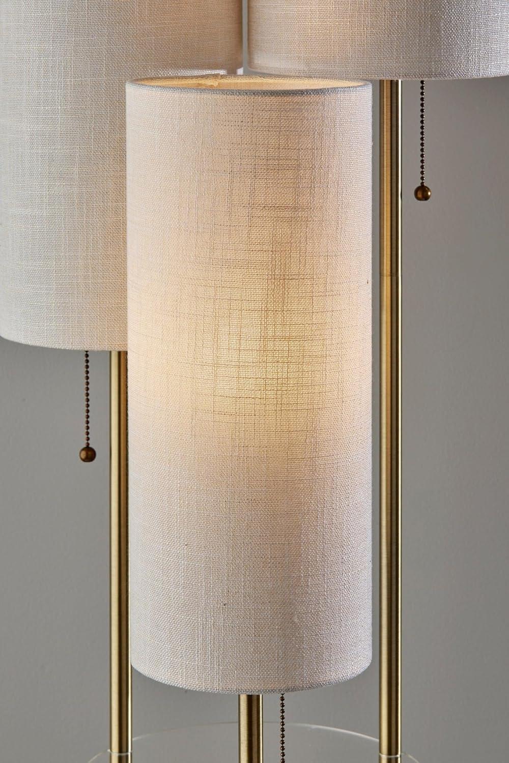 Adesso Trio Floor Lamp Antique Brass: Metal Body, Polyester Shade, ETL Listed, Pull Chain Switch