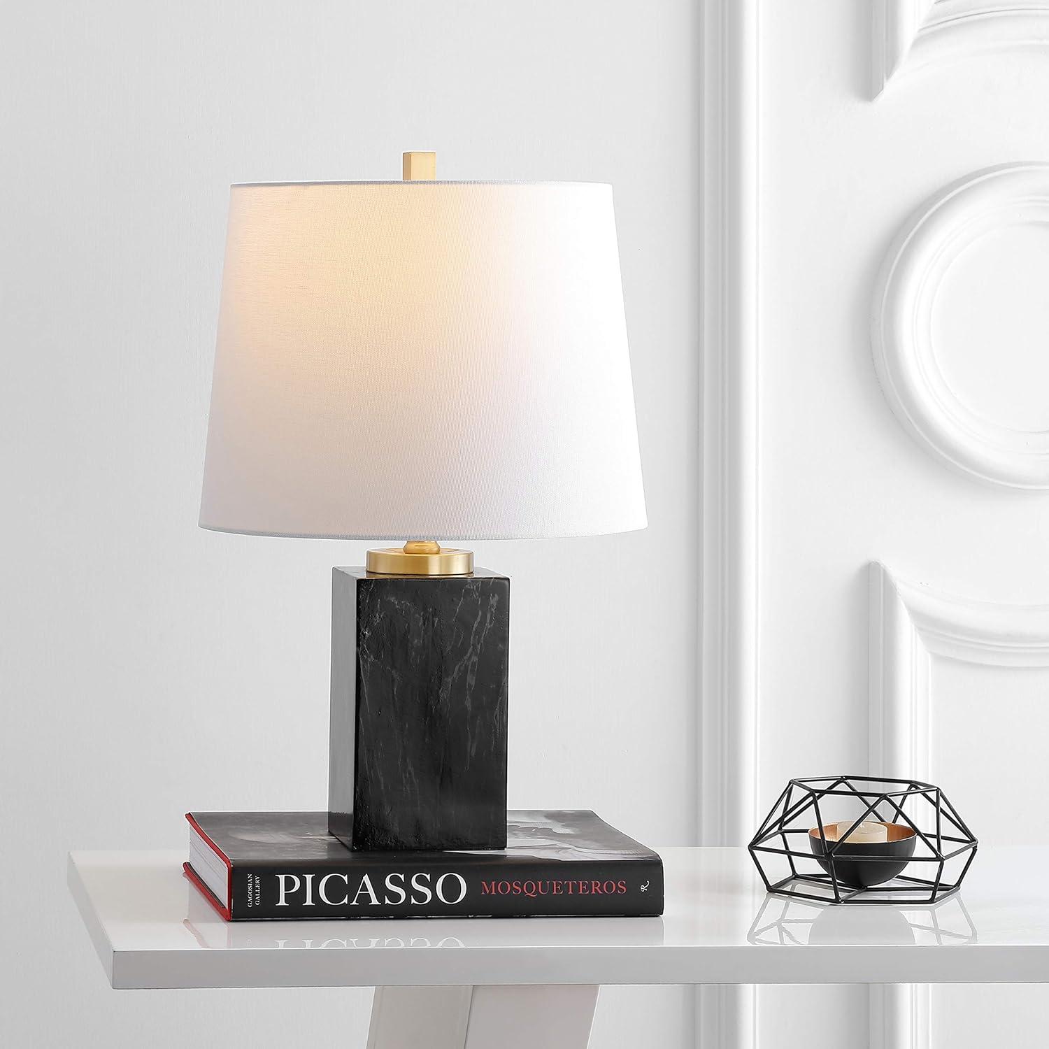 Elegant Black Marble 20.5" Traditional Table Lamp with Brass Accents