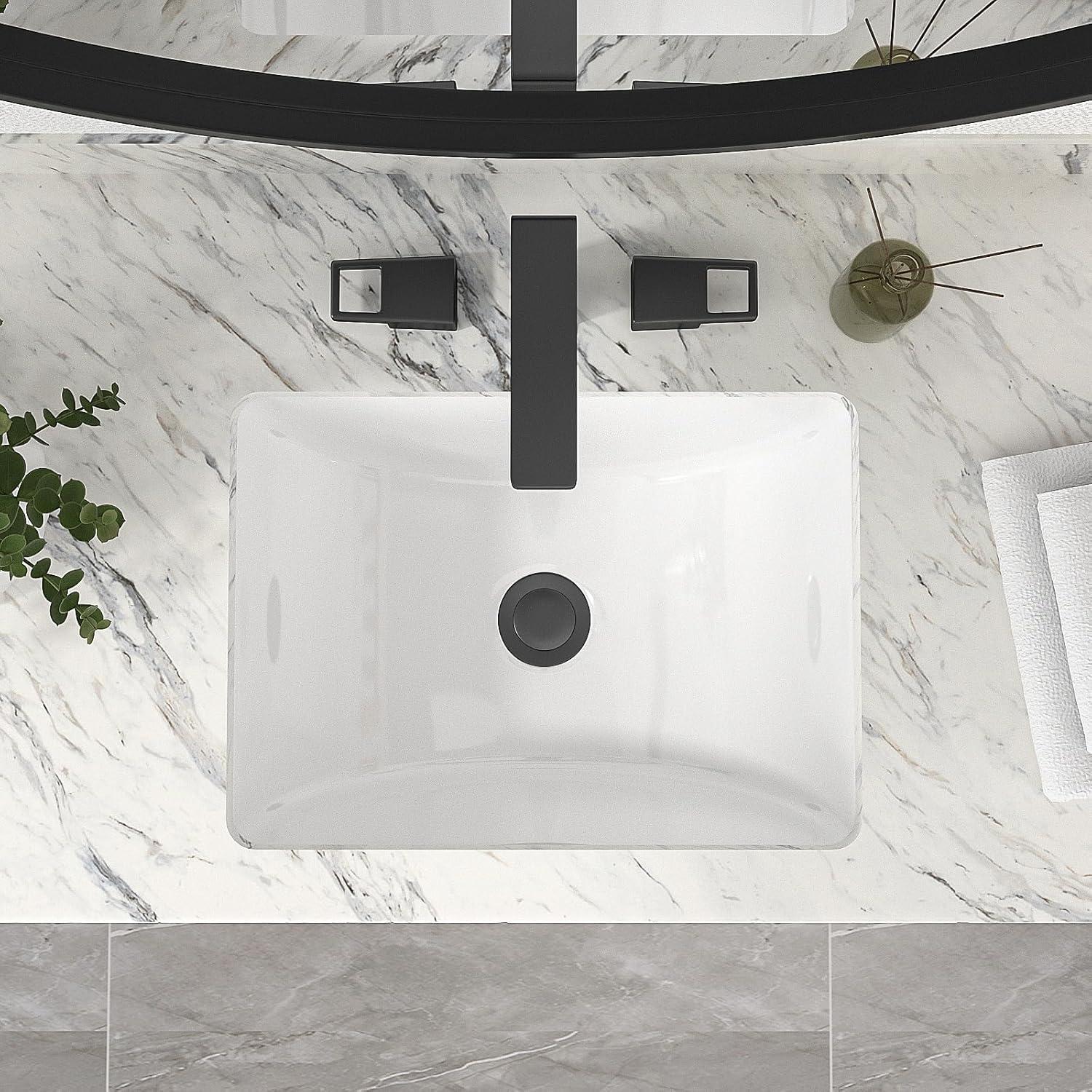 18'' White Ceramic Rectangular Undermount Bathroom Sink