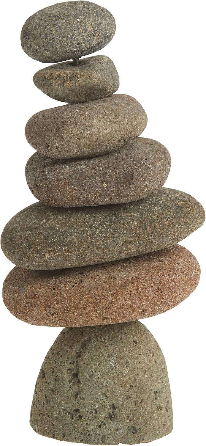 Handmade 11-inch Natural River Stone Garden Cairn