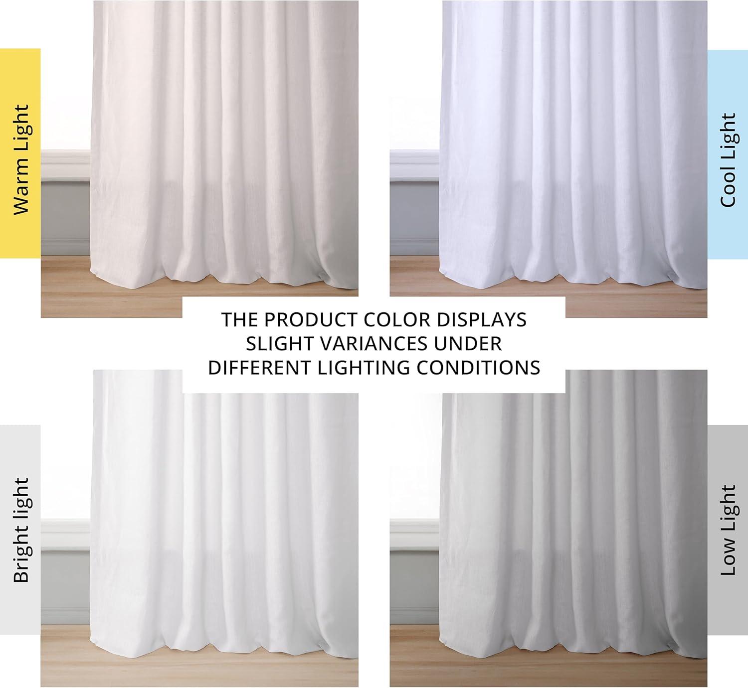 Purity White 96-Inch Linen Sheer Rod Pocket Curtains