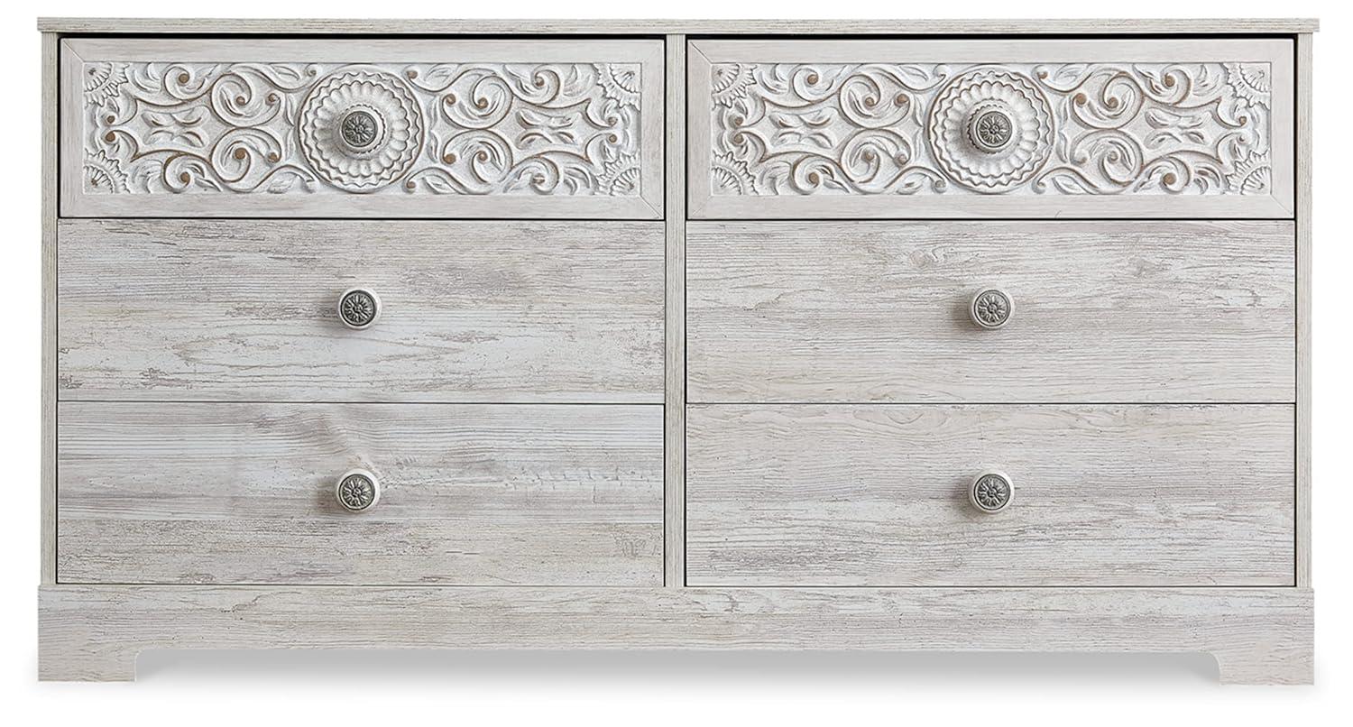 Signature Design by Ashley Casual Paxberry 6 Drawer Dresser, Whitewash