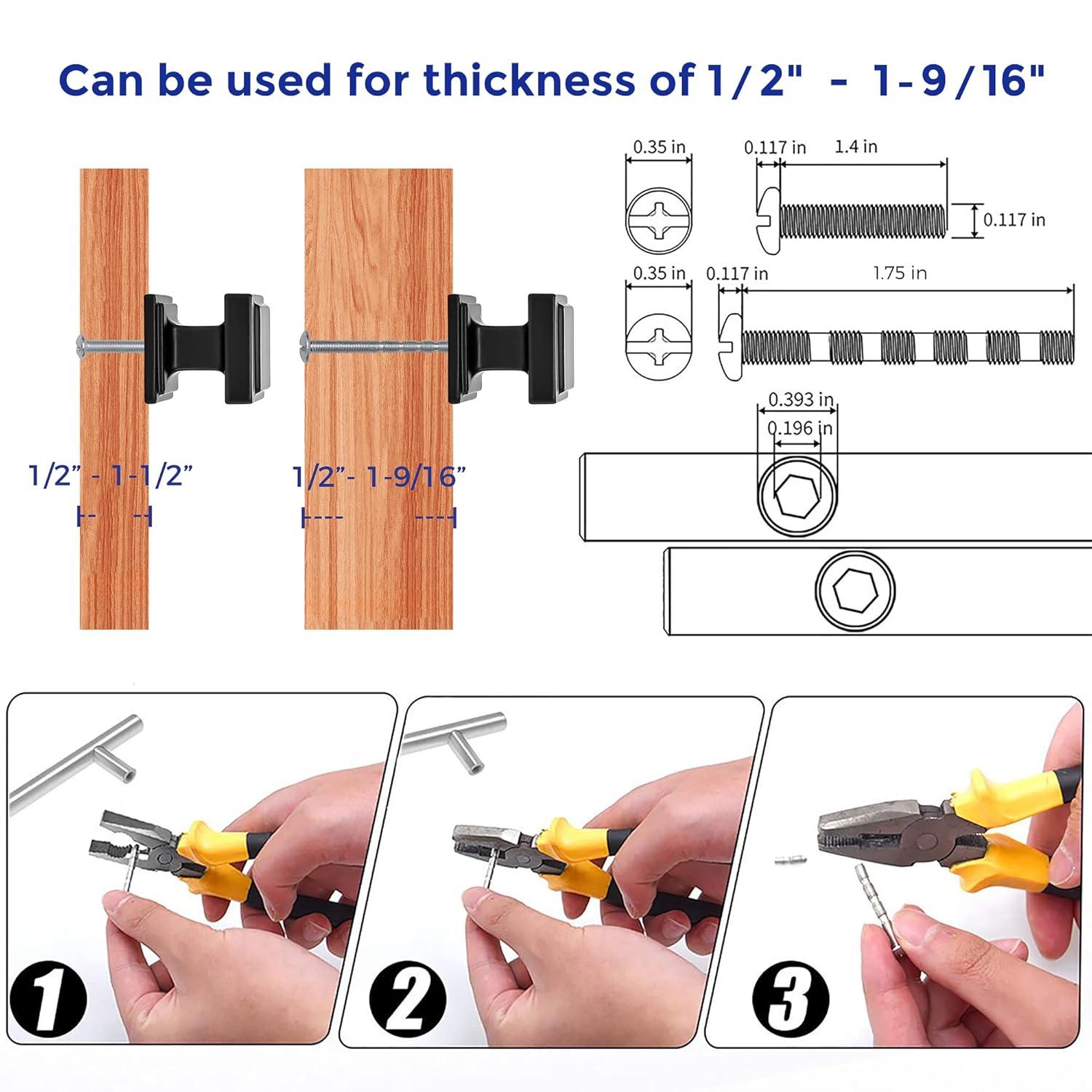 Single Hole Drawer Knobs - 10 Pack Black Cabinet Knobs - Square Dresser Knobs Dresser Handles Closet Door Knobs - Kitchen Cabinet Knobs - Cabinet Hardware