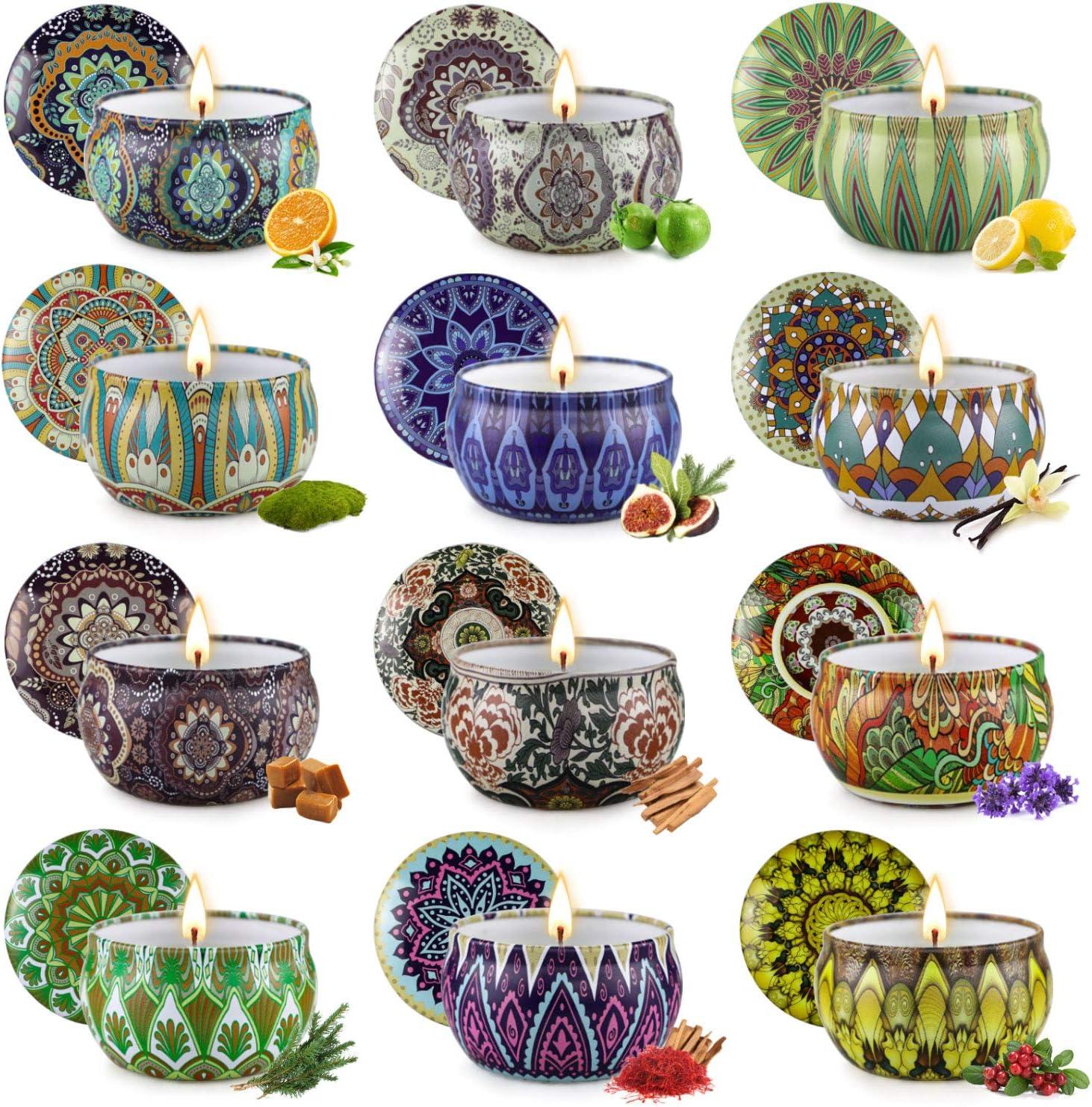 Scented Candles Gift Set, 12 Pack Aromatherapy Candles for Women, Candles for Home Scented, 300H Long Burning, Soy Wax Candle Set, Gifts for Mom Women SPA Birthday Anniversary Stocking Stuffers