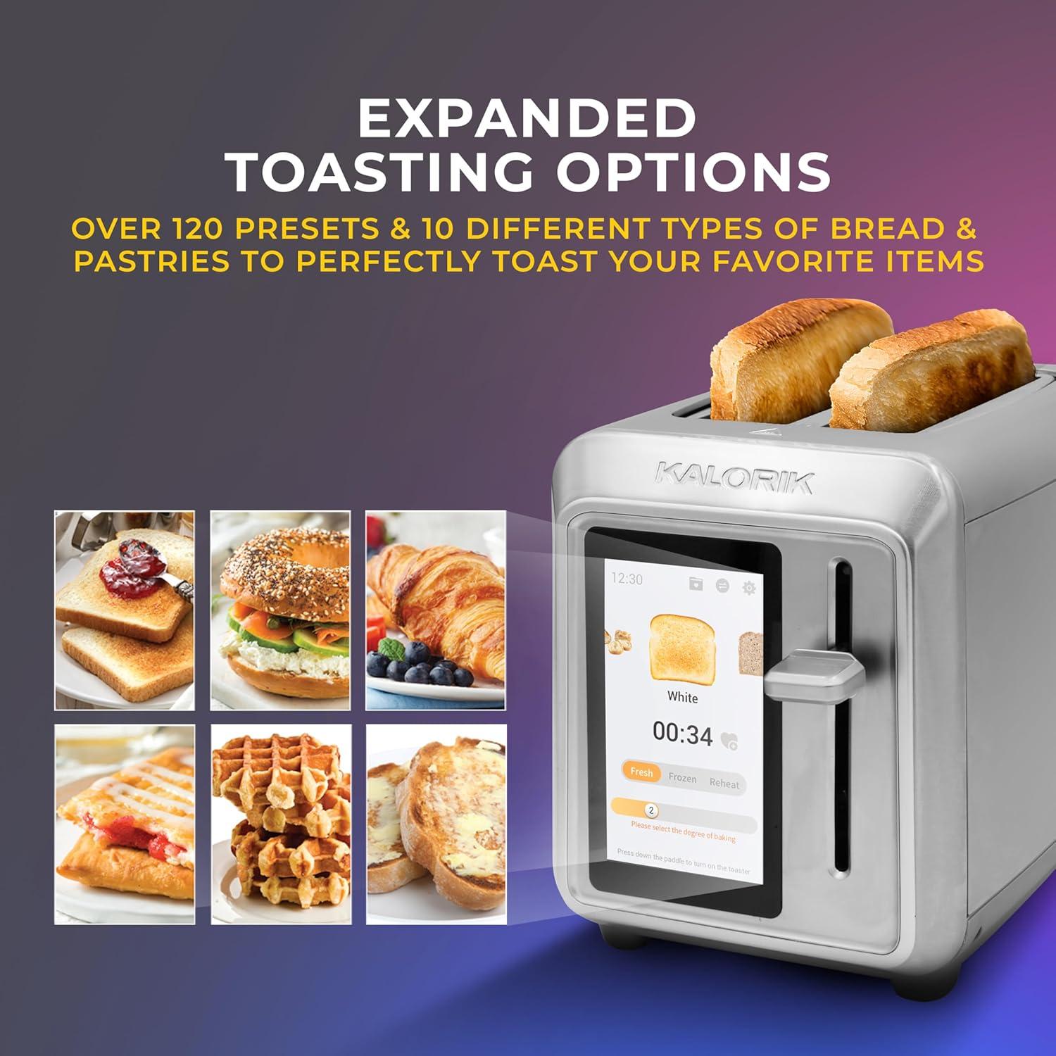 Kalorik Stainless Steel 2-Slice Toaster with Digital Touchscreen