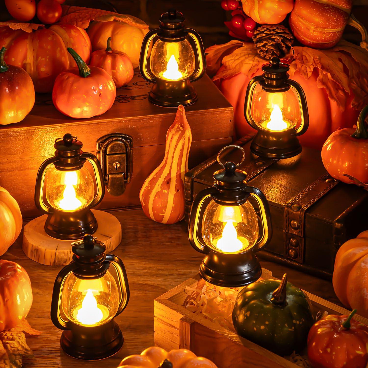 12 Pcs Mini Lantern, Lantern Centerpieces for Tables with LED Simulation Candle, 4 Inch Small Hanging Lantern, Lanterns Decorative for Wedding Centerpiece Tables (Warm Yellow