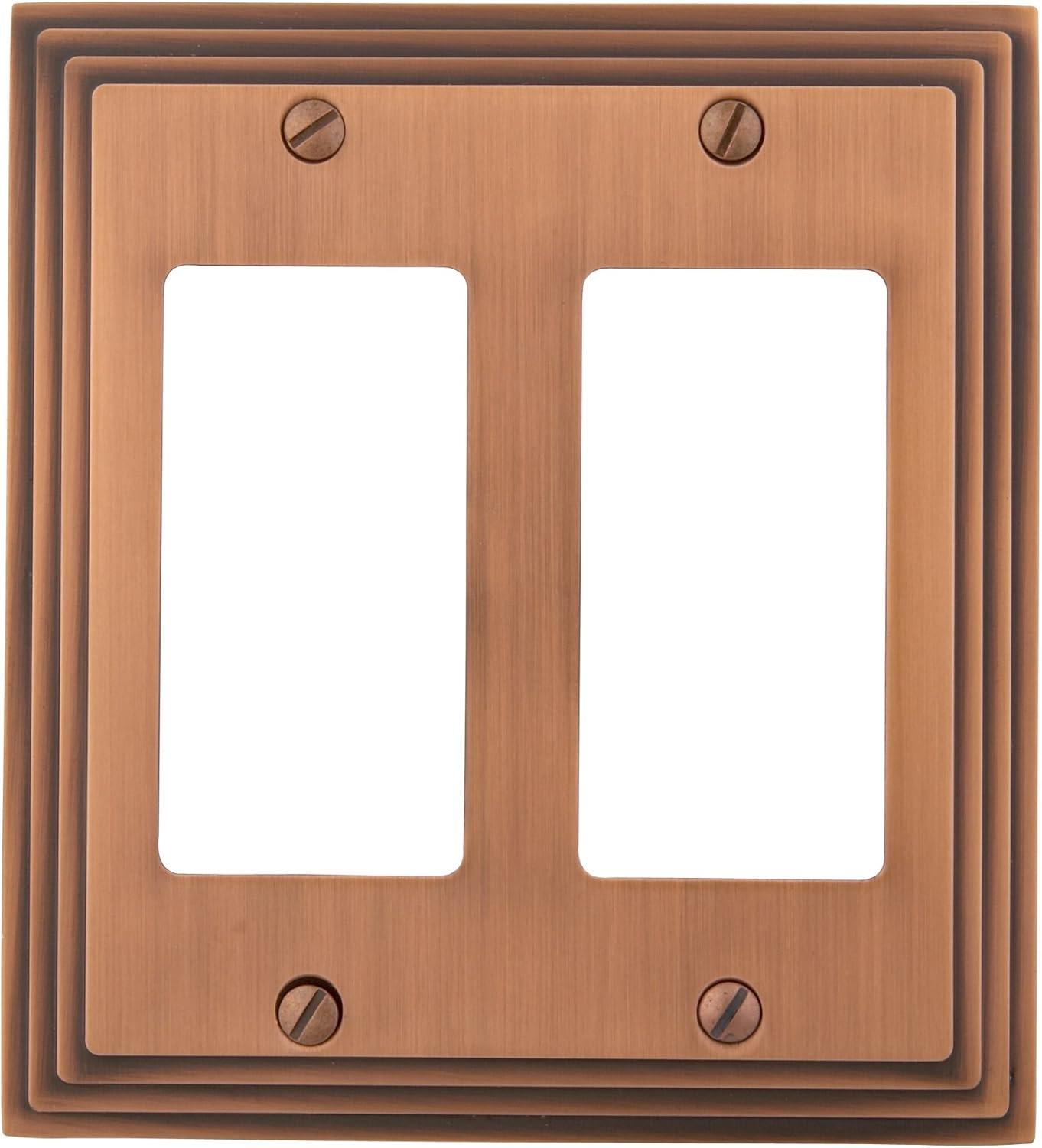 Amerelle 84RRAC Steps Wallplate, 2 Rocker GFCI, Cast Metal, Antique Copper, 1-Pack