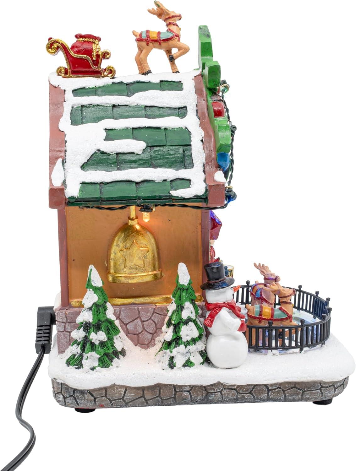 FG Square Holiday Cuckoo Clock Santa Reindeer LED Lighted Animated Christmas Village with Sound and Motion 6" x 6" x 8"