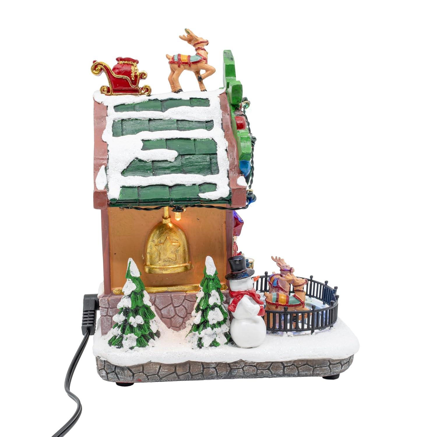 FG Square Holiday Cuckoo Clock Santa Reindeer LED Lighted Animated Christmas Village with Sound and Motion 6" x 6" x 8"