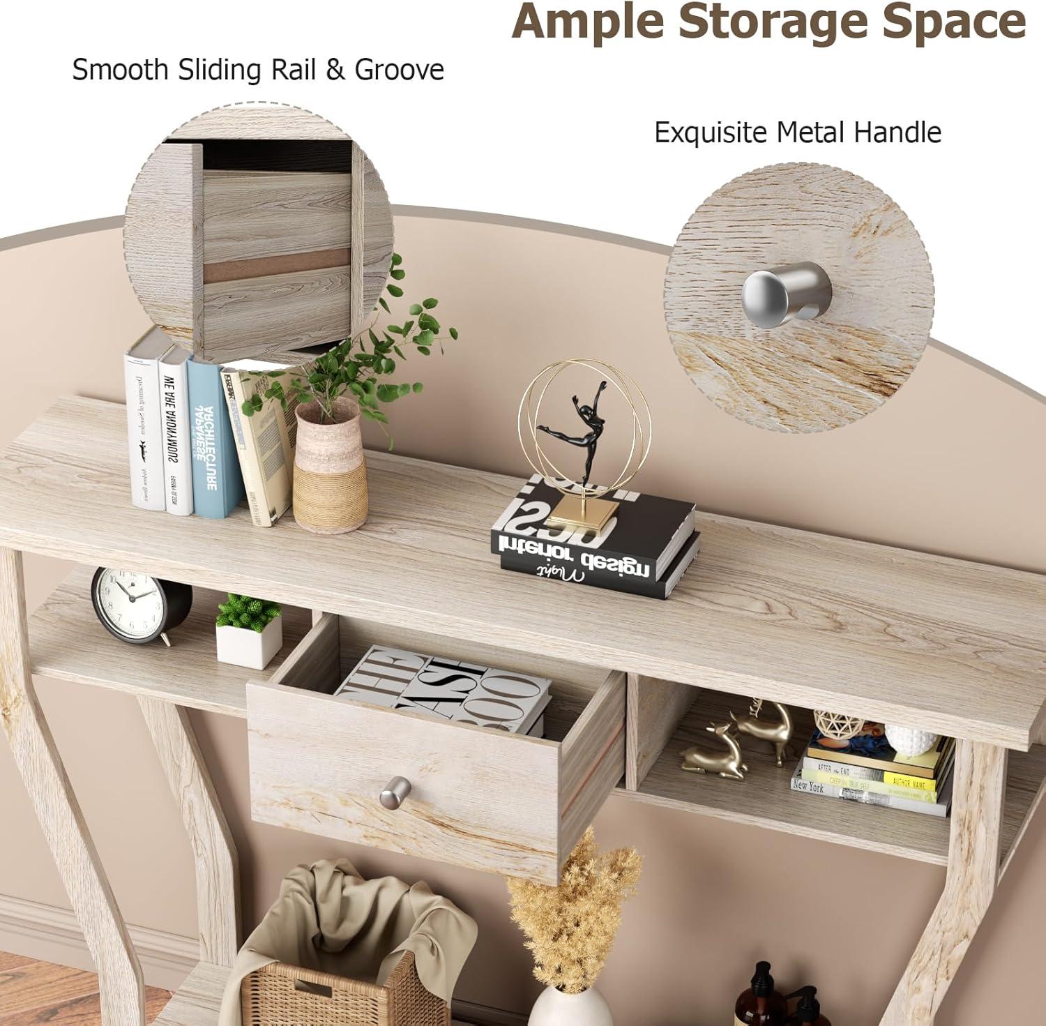 Costway Modern Sofa Accent Table with Drawer Entryway Hallway Hall Gray