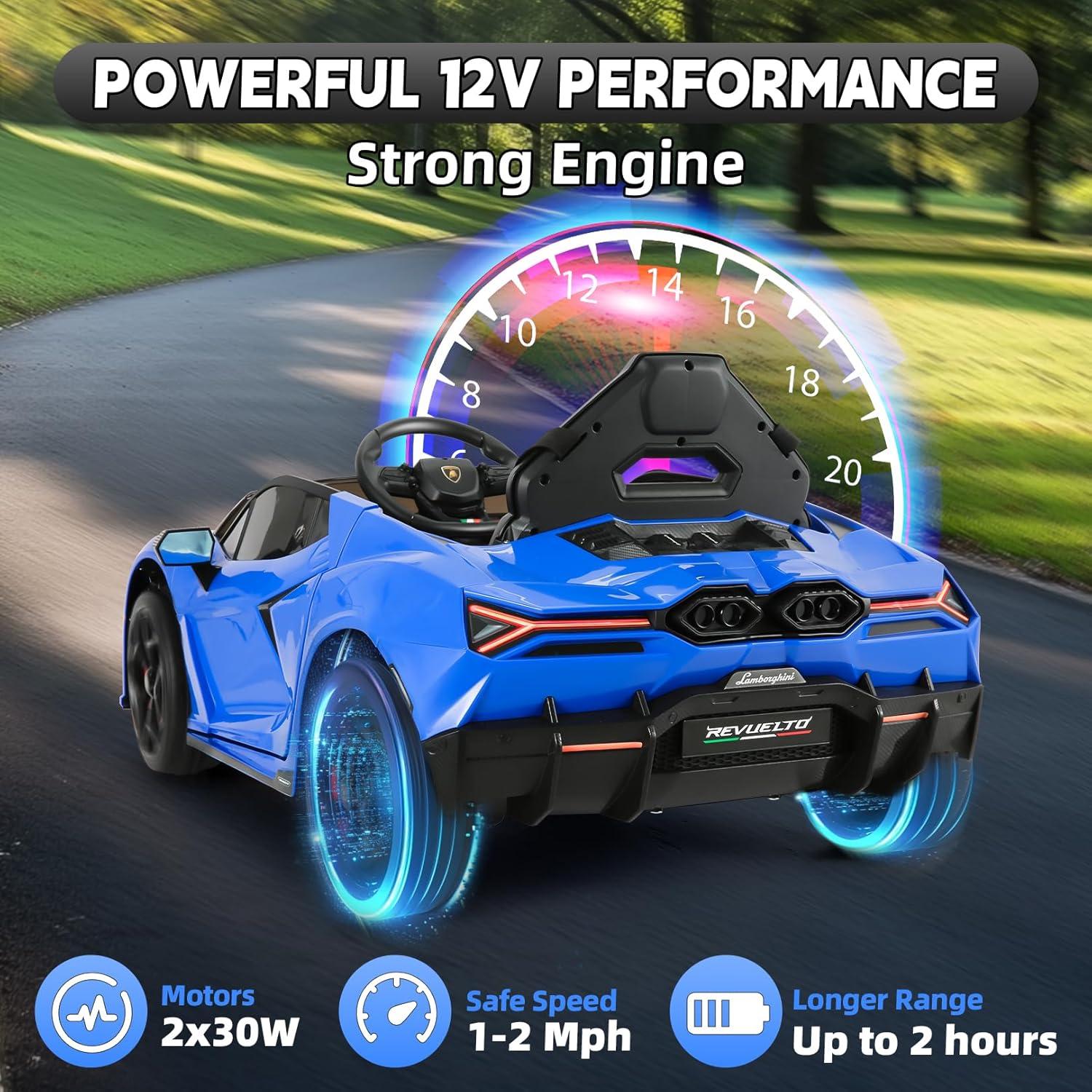 Hetoy 12V Kids Ride On Car, Licensed Lamborghini Revuelto Electric Car For Kids