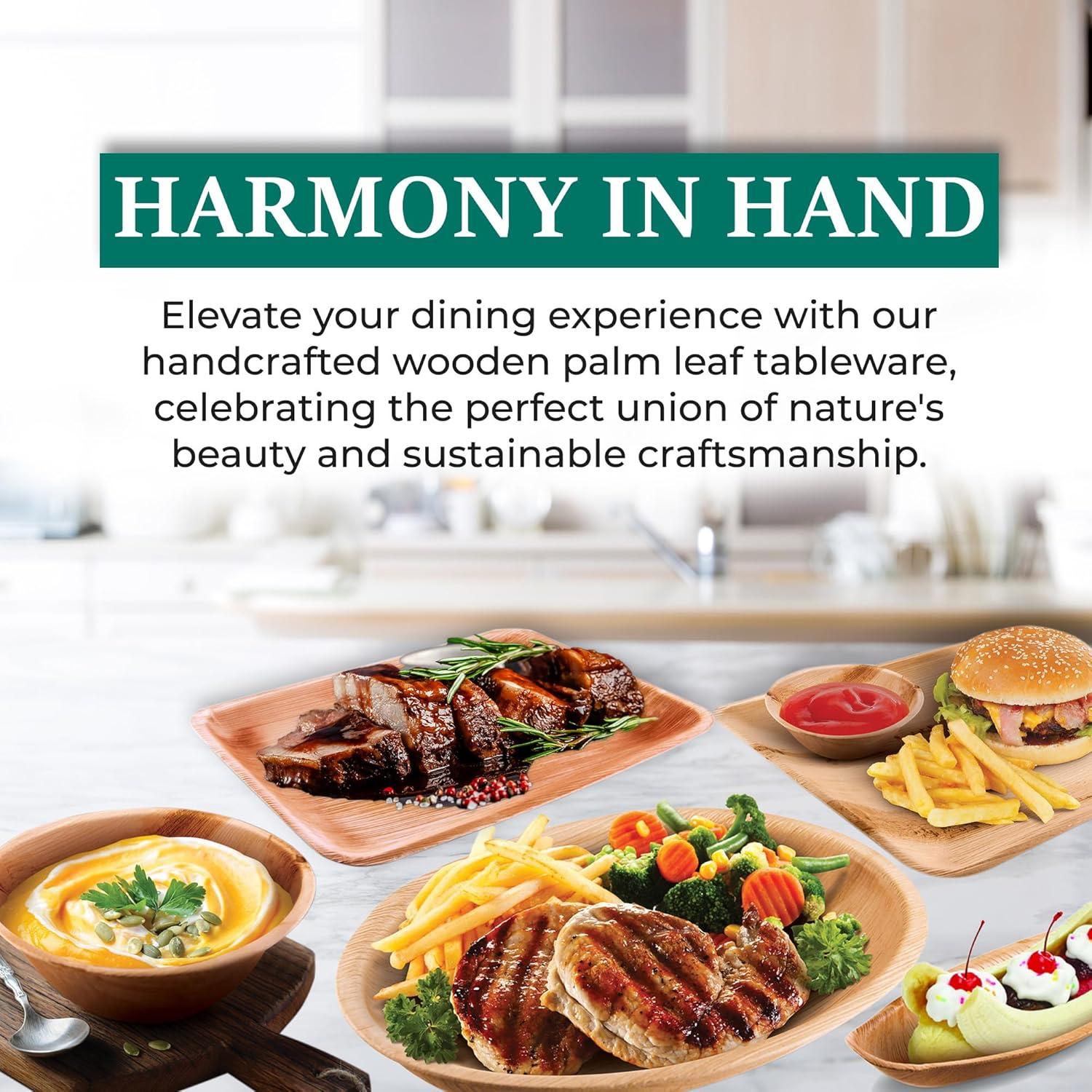 Eco-Friendly 6" Round Palm Leaf Disposable Plates, Pack of 25