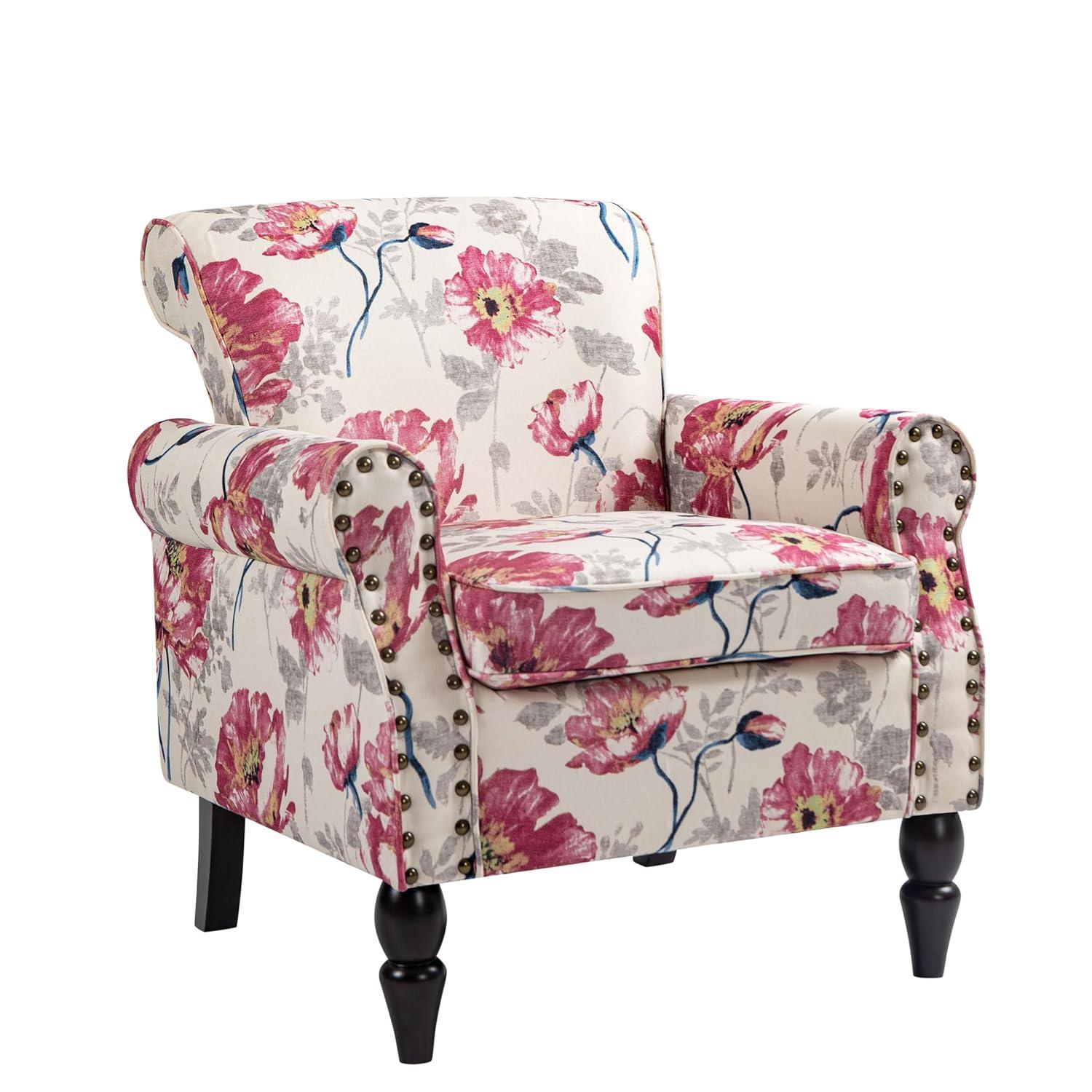 Floral Pattern Blue and White Barrel Accent Chair Set