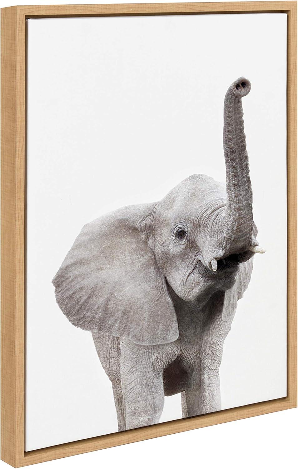 18" x 24" Sylvie Young Elephant Framed Canvas by Amy Peterson Natural: Wall Display, Art by Kate & Laurel All Things Decor