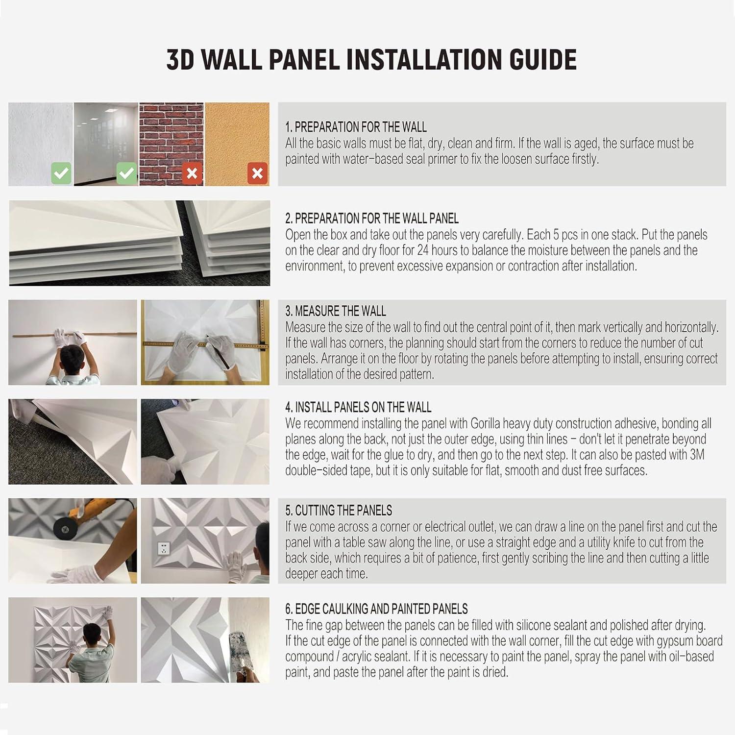 White 12''x12'' Textured PVC 3D Wall Panels, Pack of 33