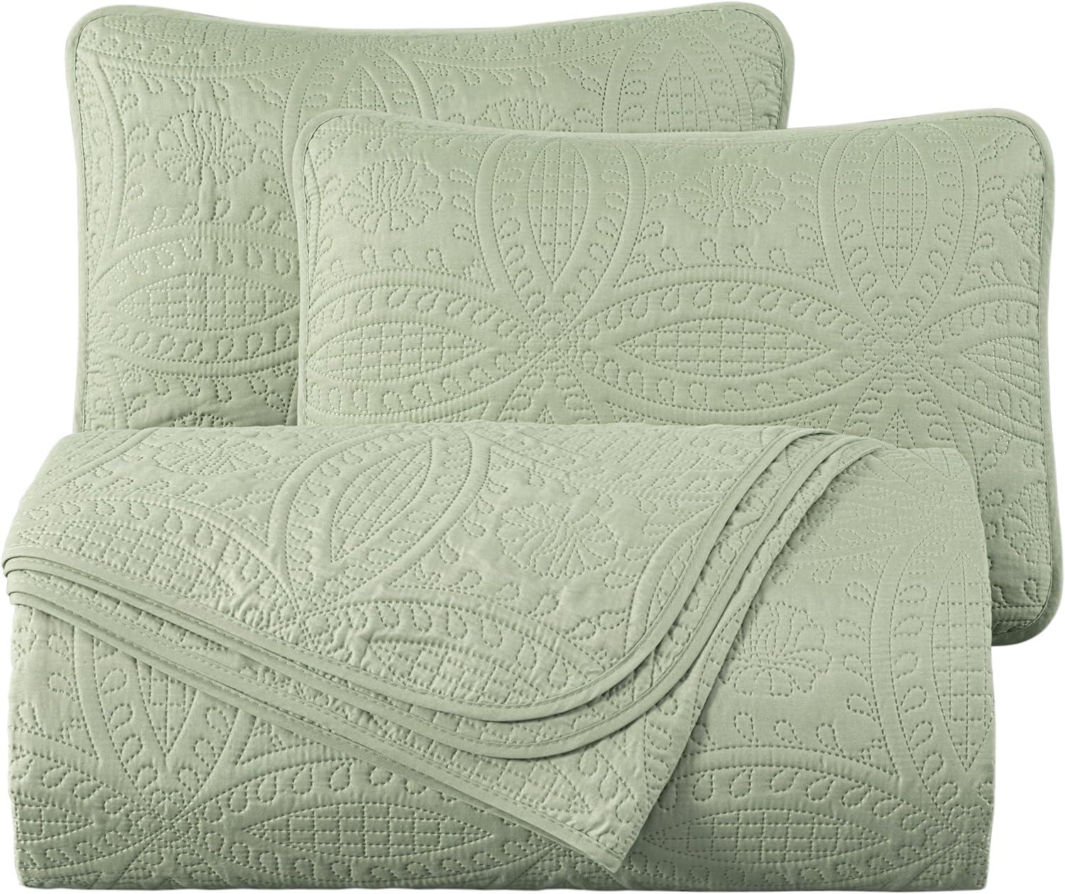 Chezmoi Collection Austin Microfiber Reversible 3-Piece Coverlet / Bedspread Set
