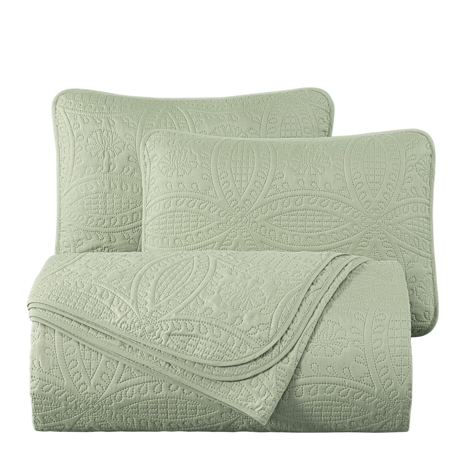 Chezmoi Collection Austin Microfiber Reversible 3-Piece Coverlet / Bedspread Set