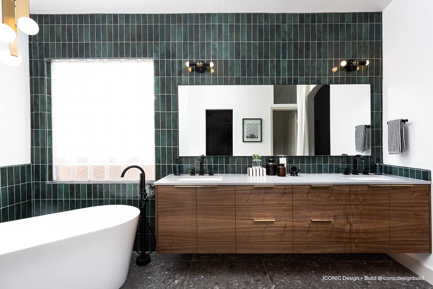 Bedrosians Cloe Rectangle Gloss Ceramic Tile 3 x 8, Green (10.64 sq. ft./Case)