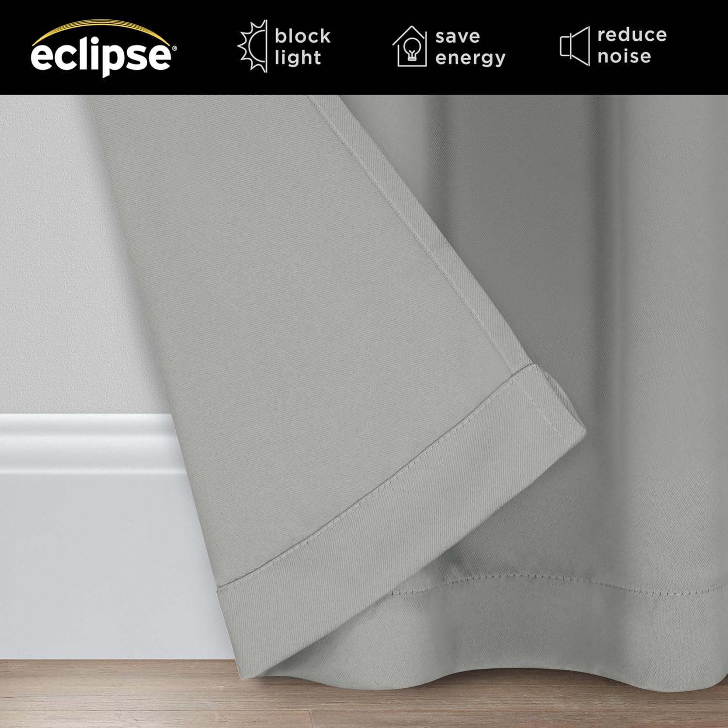 Eclipse Blackout Curtains, Darrell Thermaweave Grommet Extra Wide Curtains, Sliding Door Curtains 84 in x 100 in, Grey, Sold as a Single Curtain Panel
