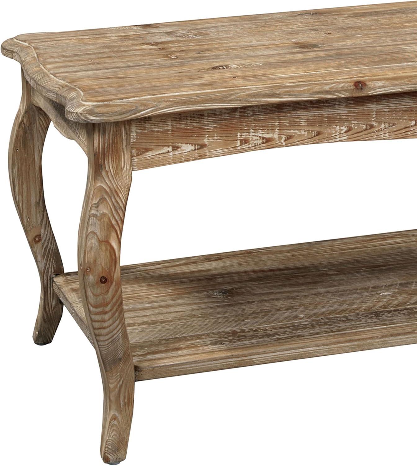 Alaterre Austerity Wood Coffee Table with Open Shelf, Driftwood Natural Finish, Accent & Occasional Furniture, Assemble Required