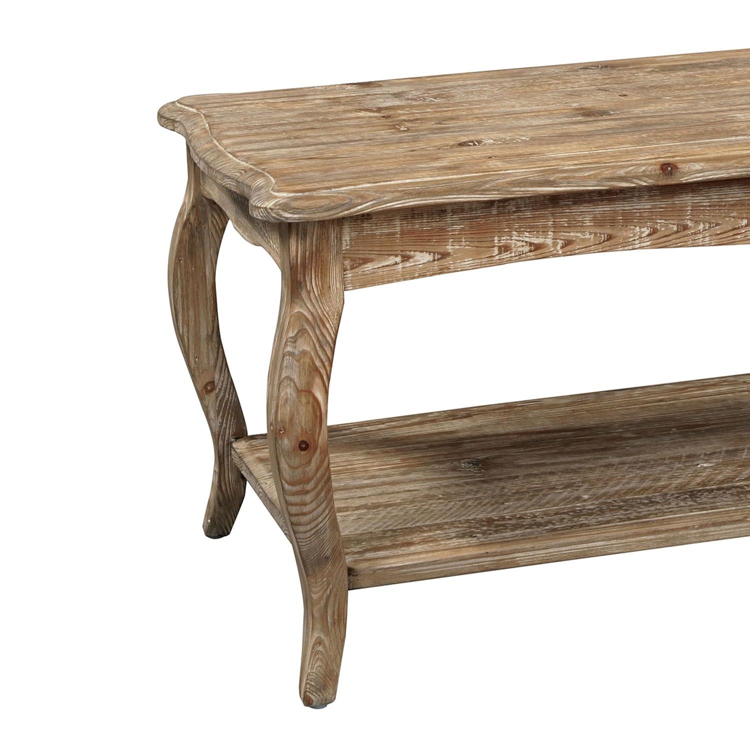 Alaterre Austerity Wood Coffee Table with Open Shelf, Driftwood Natural Finish, Accent & Occasional Furniture, Assemble Required