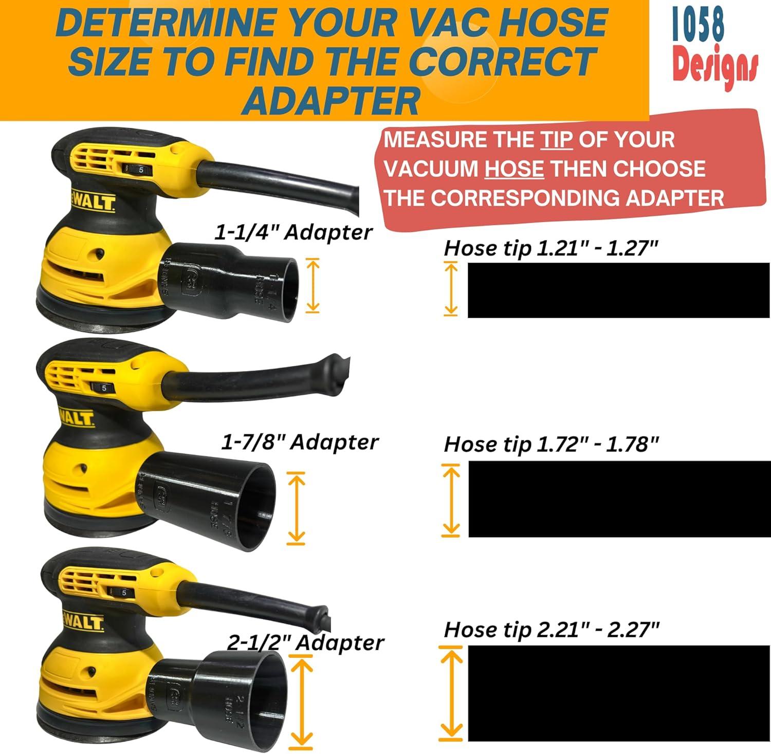 Vacuum Adapter for Dewalt or Craftsman Sanders - Dust Collection - Galactic Gadgets 1-1/4in - Black