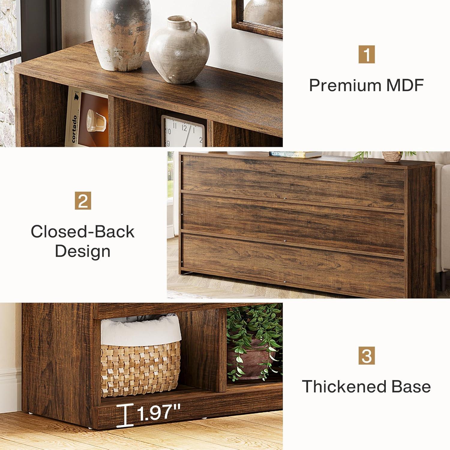 Tribesigns 63-Inch 15-Cube Farmhouse Console Table for Entryway, Brown