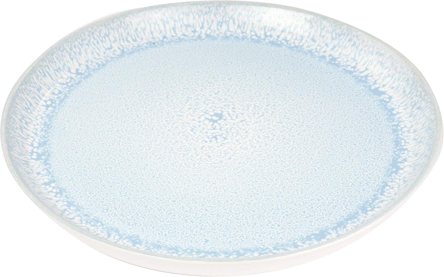 16pc Stoneware Mocha Dinnerware Set Blue - Elama: Solid Pattern, Service for 4, Includes Mugs, Plates & Bowls