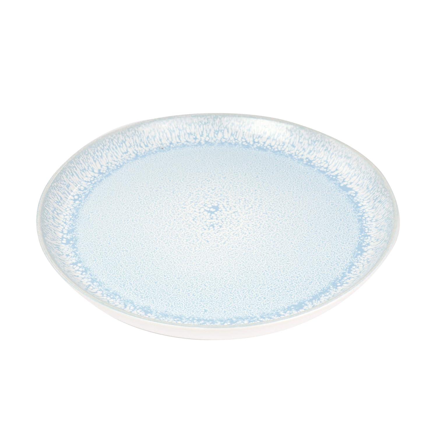 16pc Stoneware Mocha Dinnerware Set Blue - Elama: Solid Pattern, Service for 4, Includes Mugs, Plates & Bowls