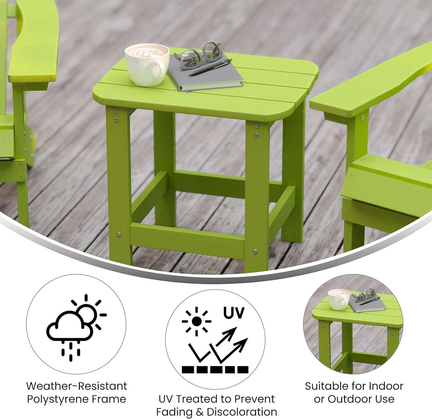 Flash Furniture Charlestown Tiered Commercial Poly Resin Adirondack Side Table - Lime Green - All-Weather - Indoor/Outdoor