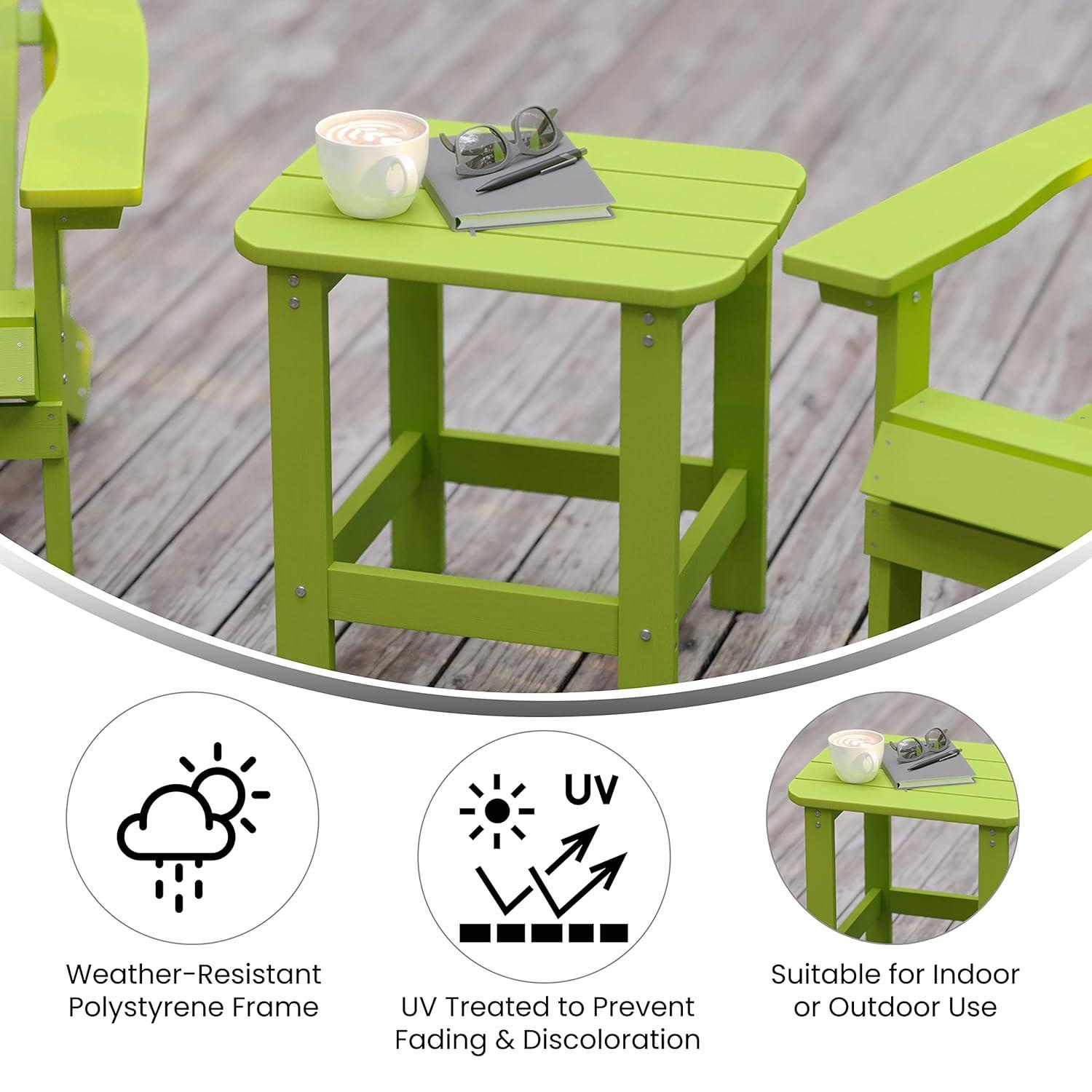 Flash Furniture Charlestown Tiered Commercial Poly Resin Adirondack Side Table - Lime Green - All-Weather - Indoor/Outdoor