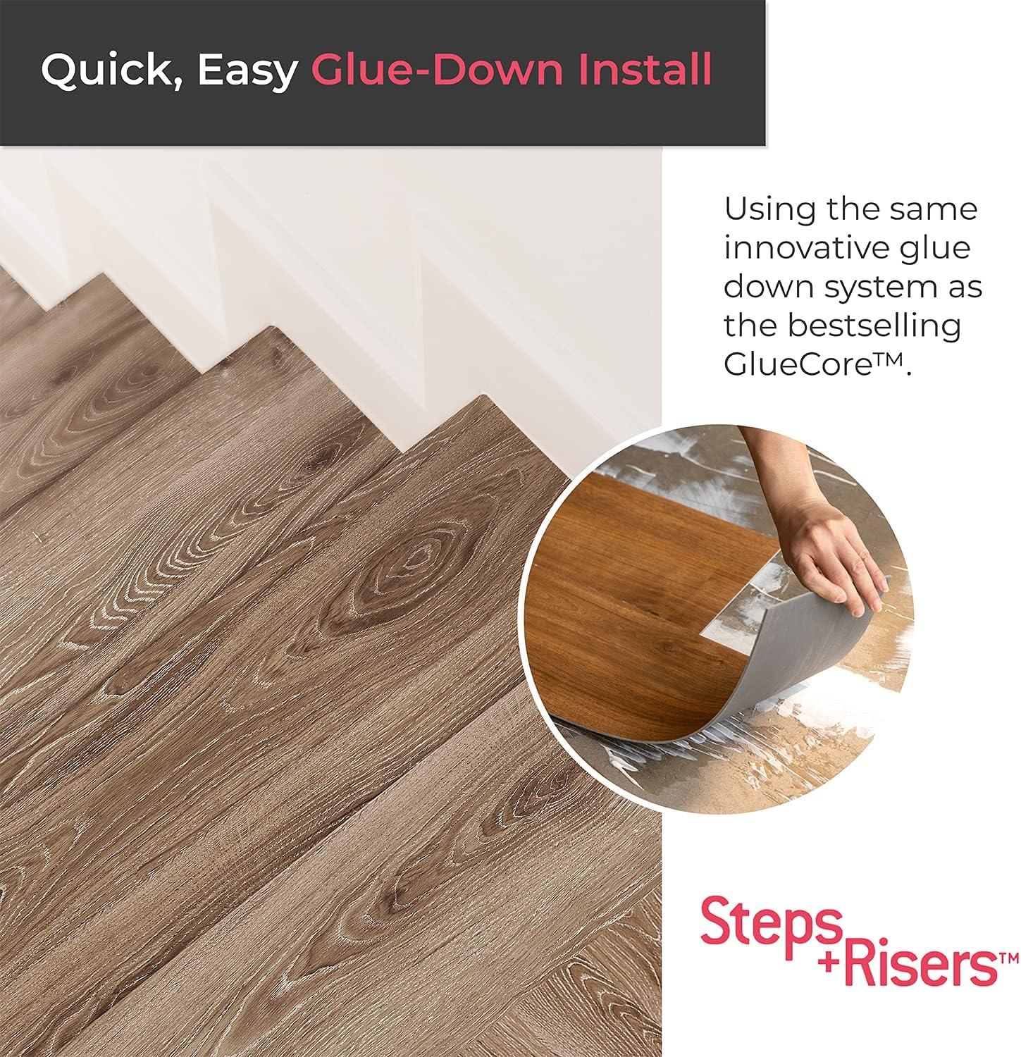 Gray Vinyl Wood-Look Stair Tread and Riser Combo