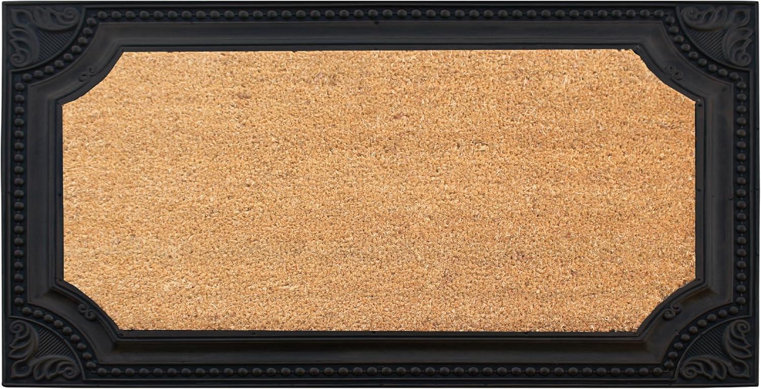 A1 Home Collections Natural Coir and Rubber Door Mat, 24x39, Thick Durable Doormats for Indoor Outdoor Entrance, Heavy Duty, Long Lasting, Front Porch Entry Rug, Black Finish (RC208-BLNW-24X39)